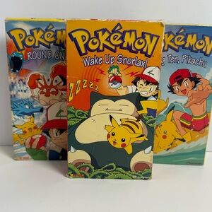 Pokemon Round One (VHS, 2001) Wake Up Snorlax Hang Ten Pikachu Lot Of 3 Pioneer